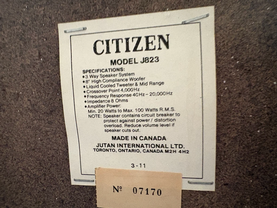 Citizen Model J823 3-Way Speakers - photo 2