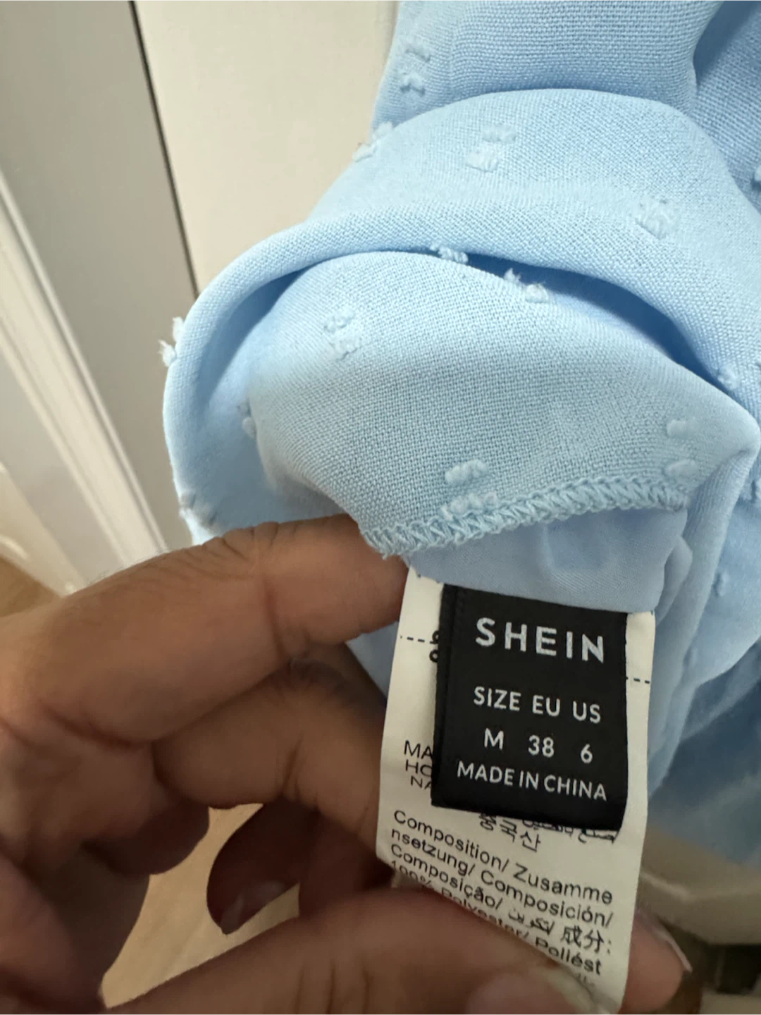 Light Blue Textured Puff Sleeve Dress M $15 - photo 3