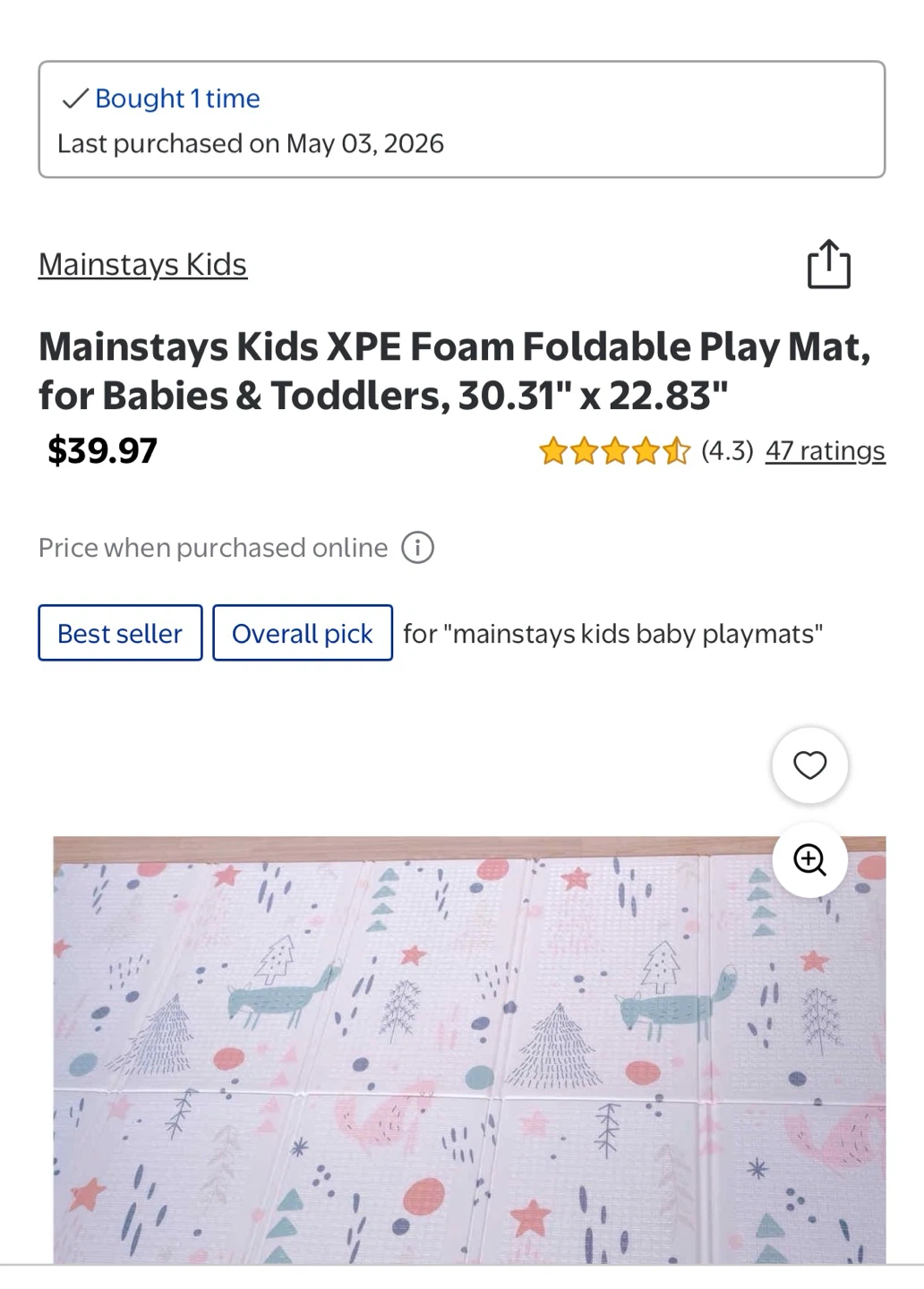 Mainstays Kids XPE Foam Foldable Play Mat - photo 2