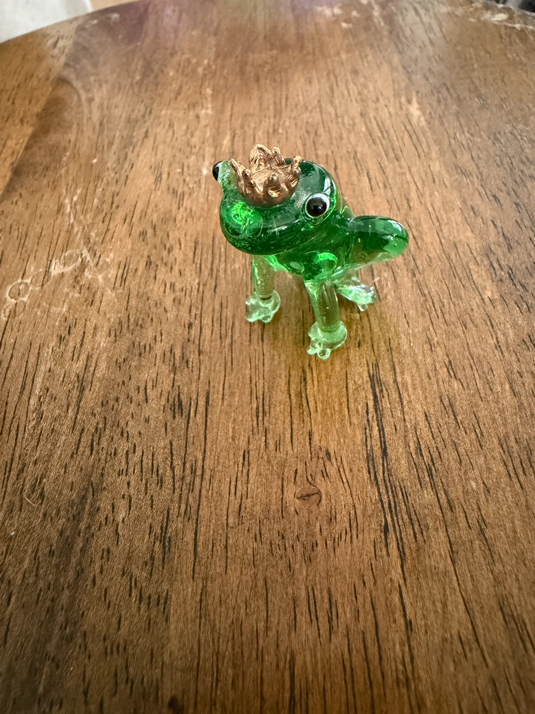 Glass Frog Figurine with Crown - photo 3