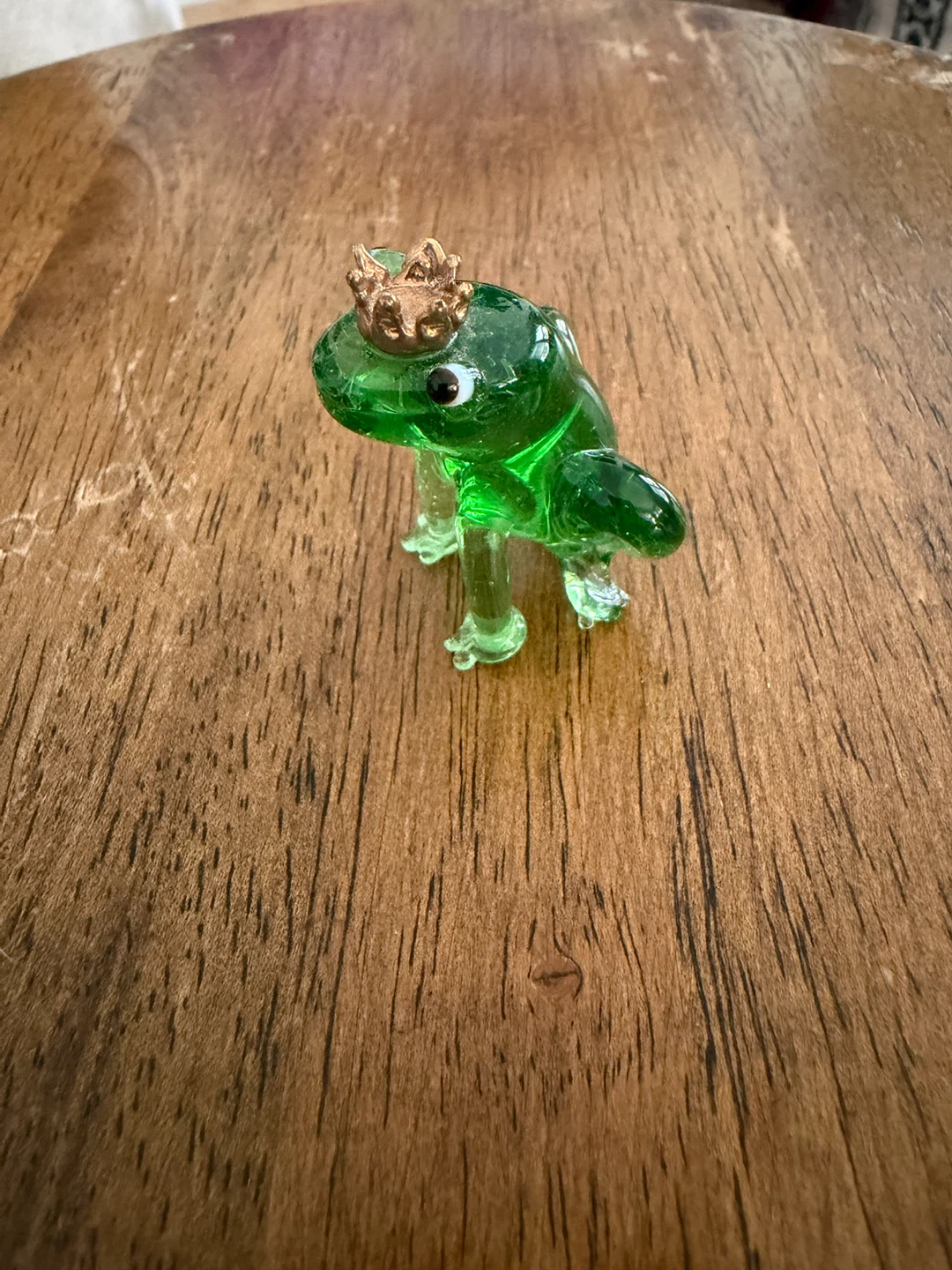Glass Frog Figurine with Crown - photo 4