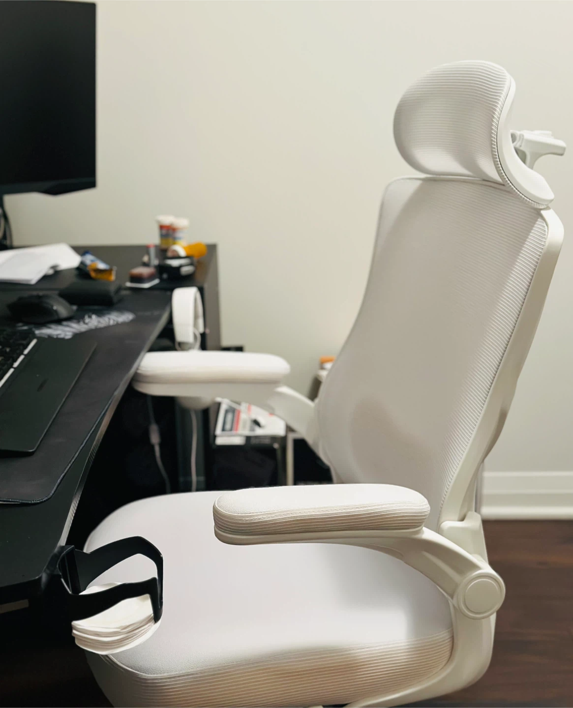White Ergonomic Office Chair with Headrest