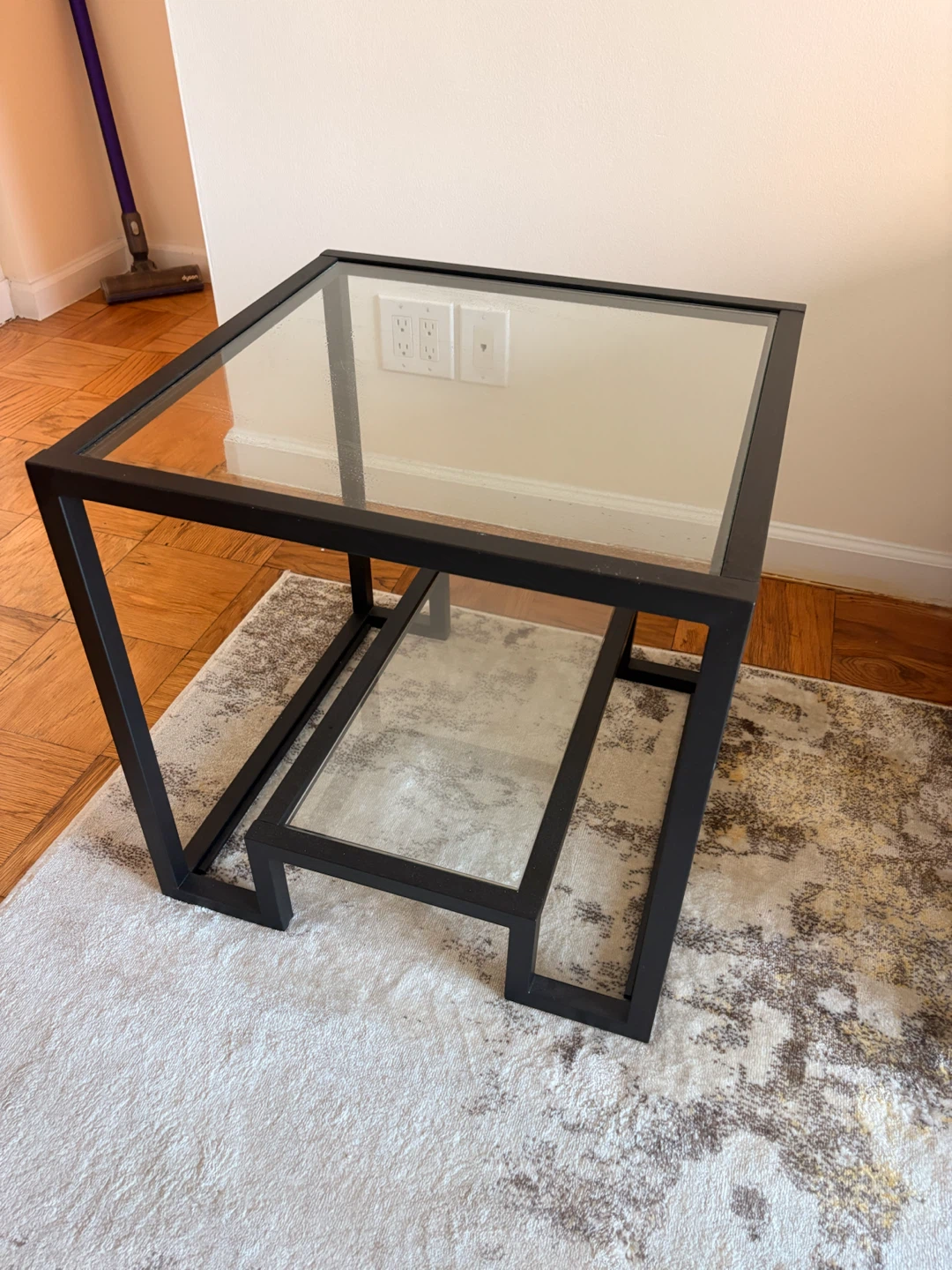 Modern Glass and Metal End Table