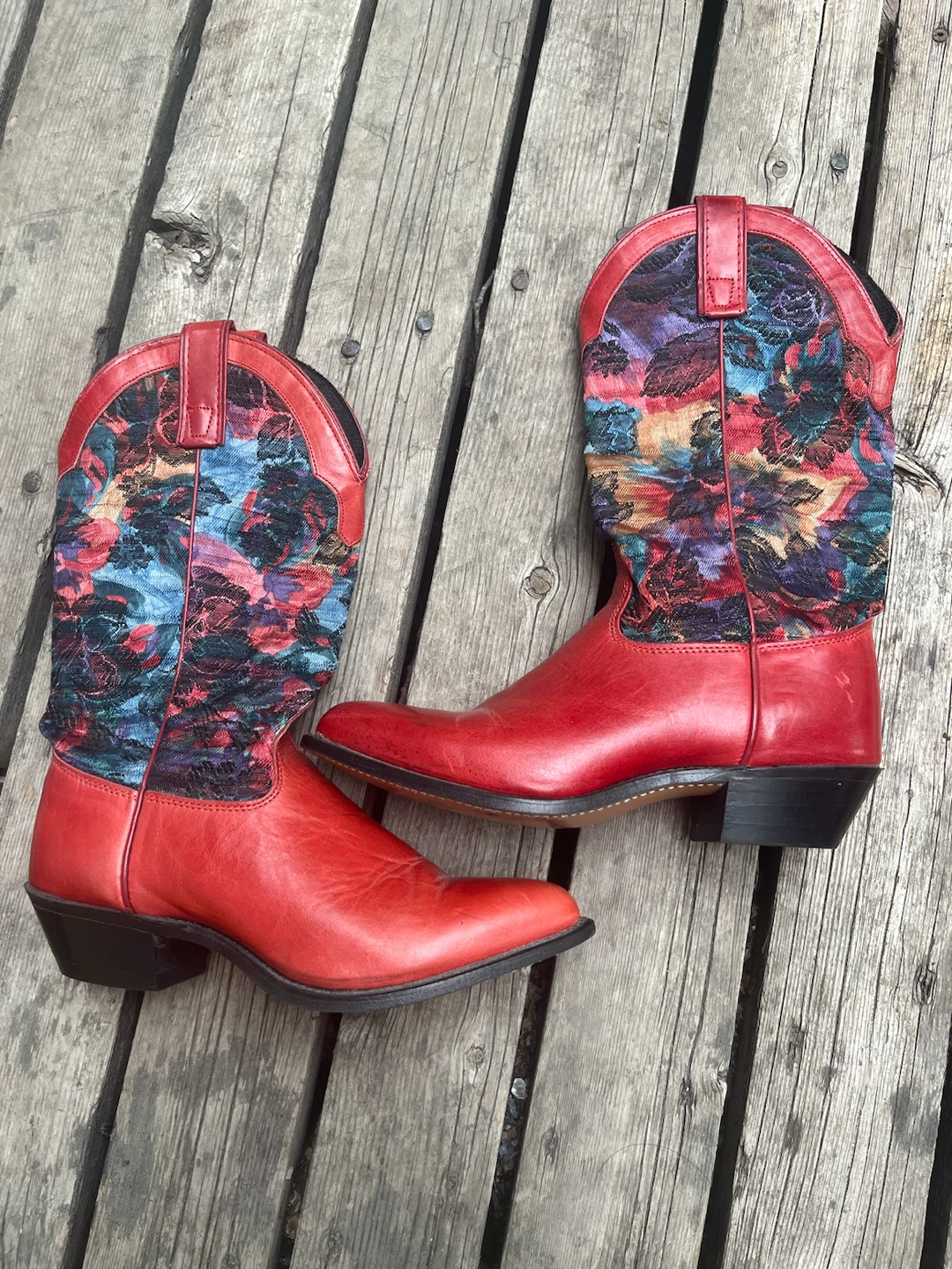 Capezio Red Floral Cowboy Boots