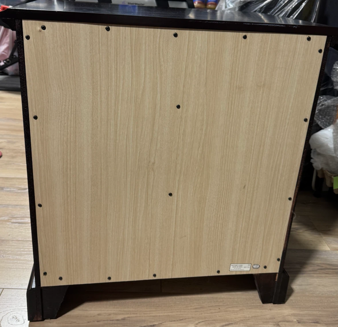 Dark Wood Nightstand with 3 Drawers - photo 5