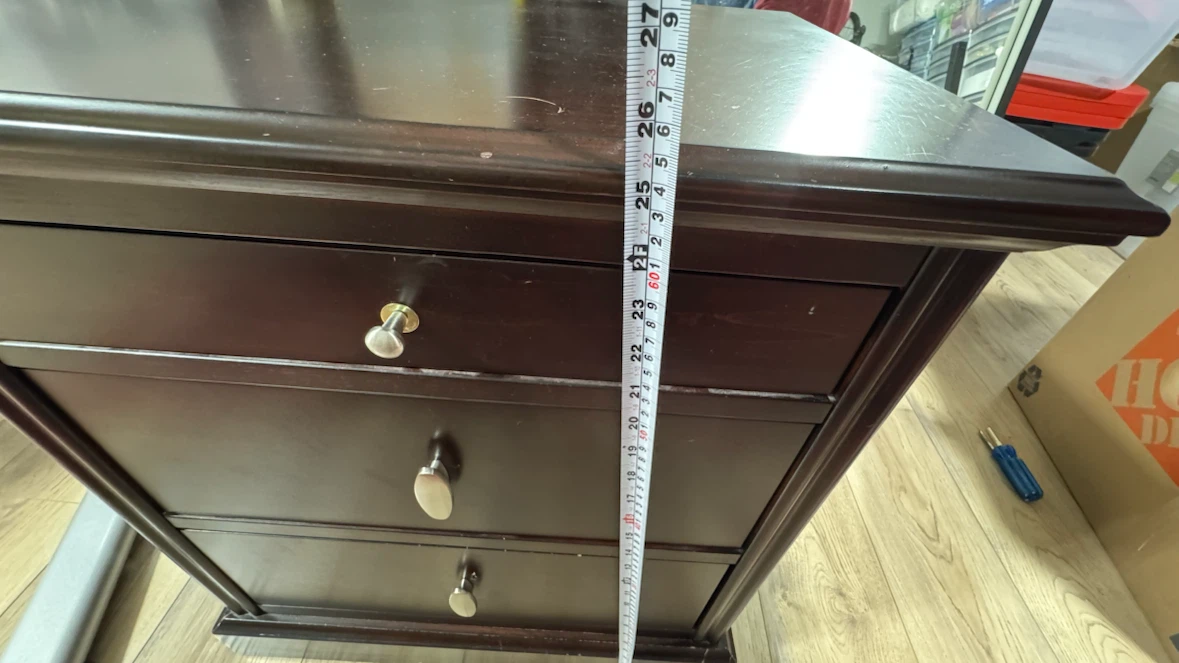 Dark Wood Nightstand with 3 Drawers - photo 3
