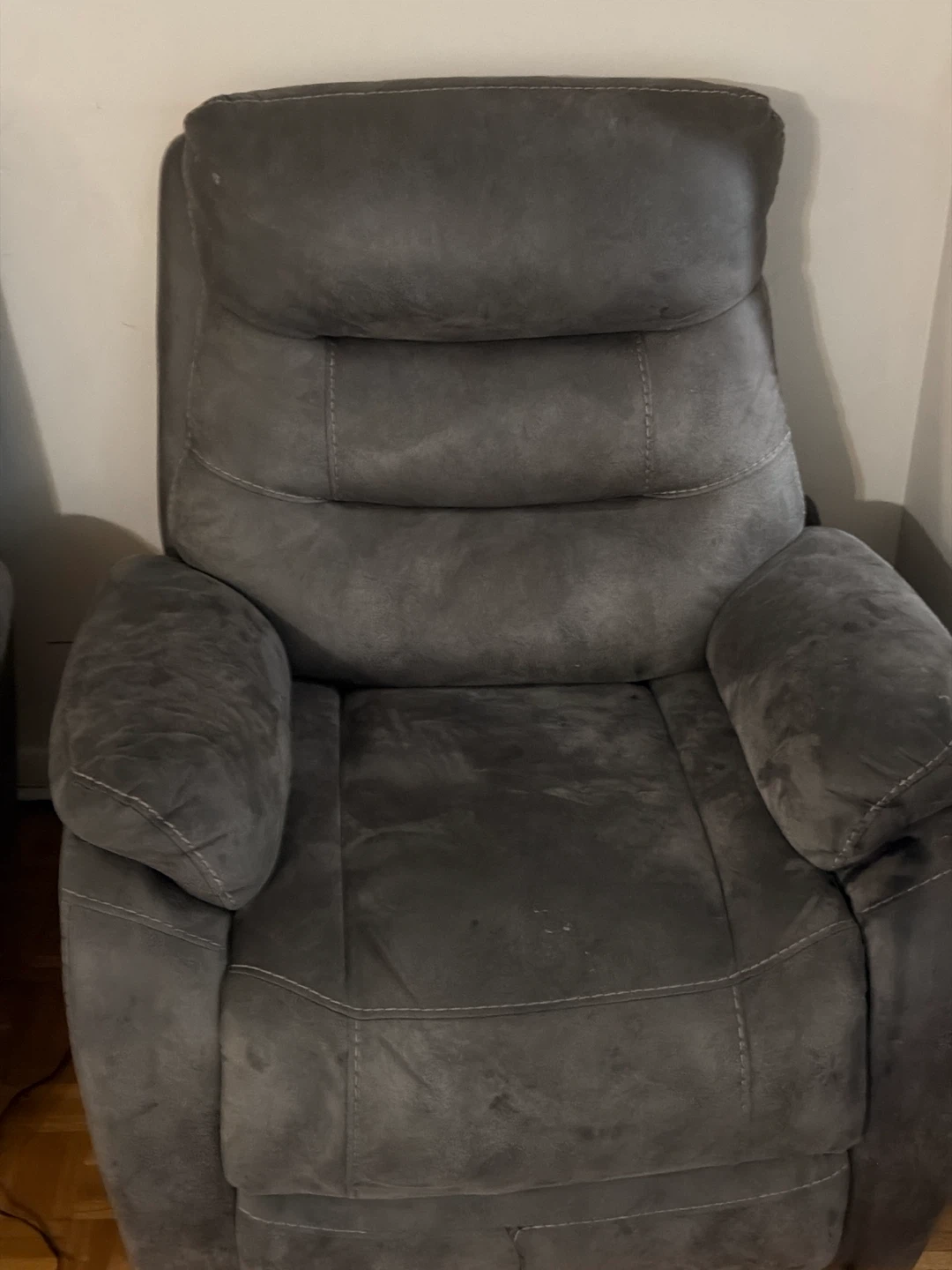 Grey Reclining Sofa with Cup Holders