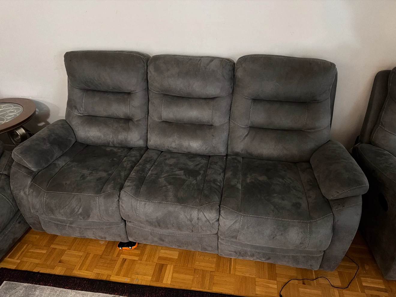 Grey Reclining Sofa with Cup Holders - photo 2