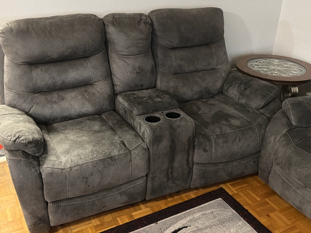 Grey Reclining Sofa with Cup Holders - photo 3