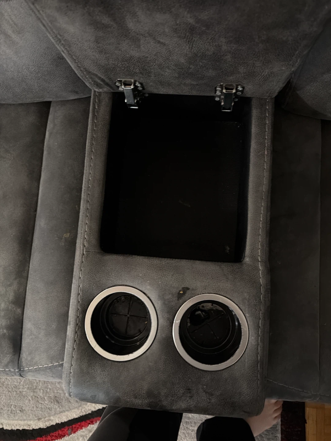Grey Reclining Sofa with Cup Holders - photo 4
