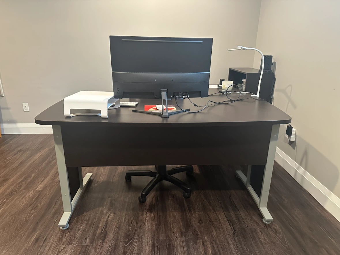 Dark Brown Executive Desk with Filing Cabinet