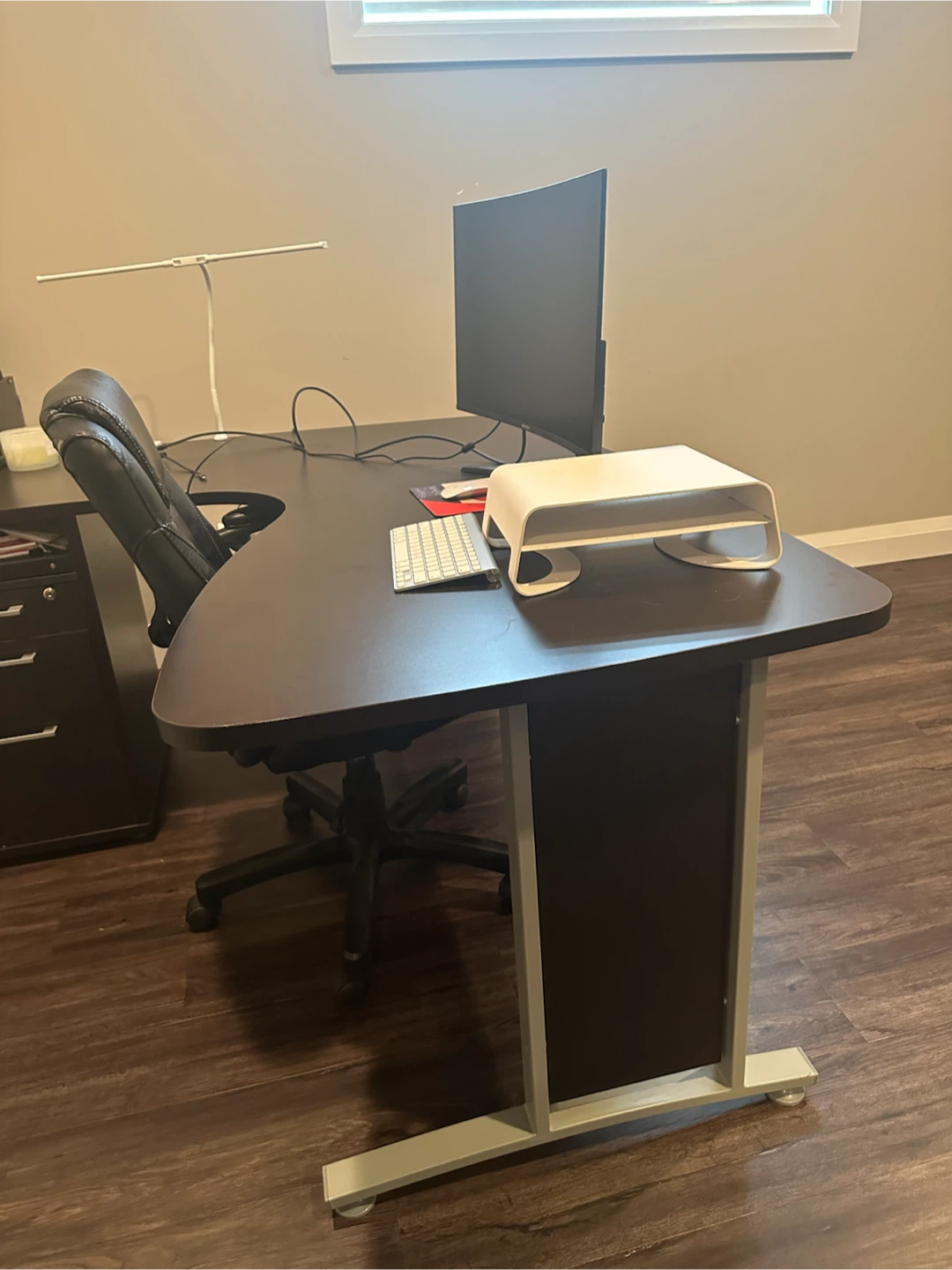 Dark Brown Executive Desk with Filing Cabinet - photo 2