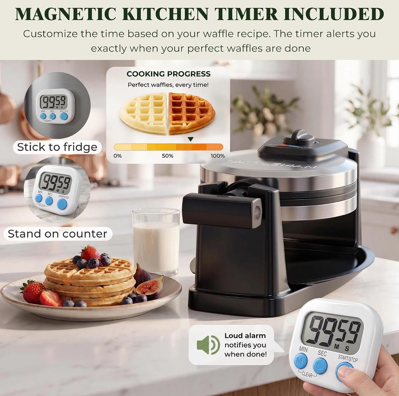 Rotating Belgian Waffle Maker 1100W - photo 5