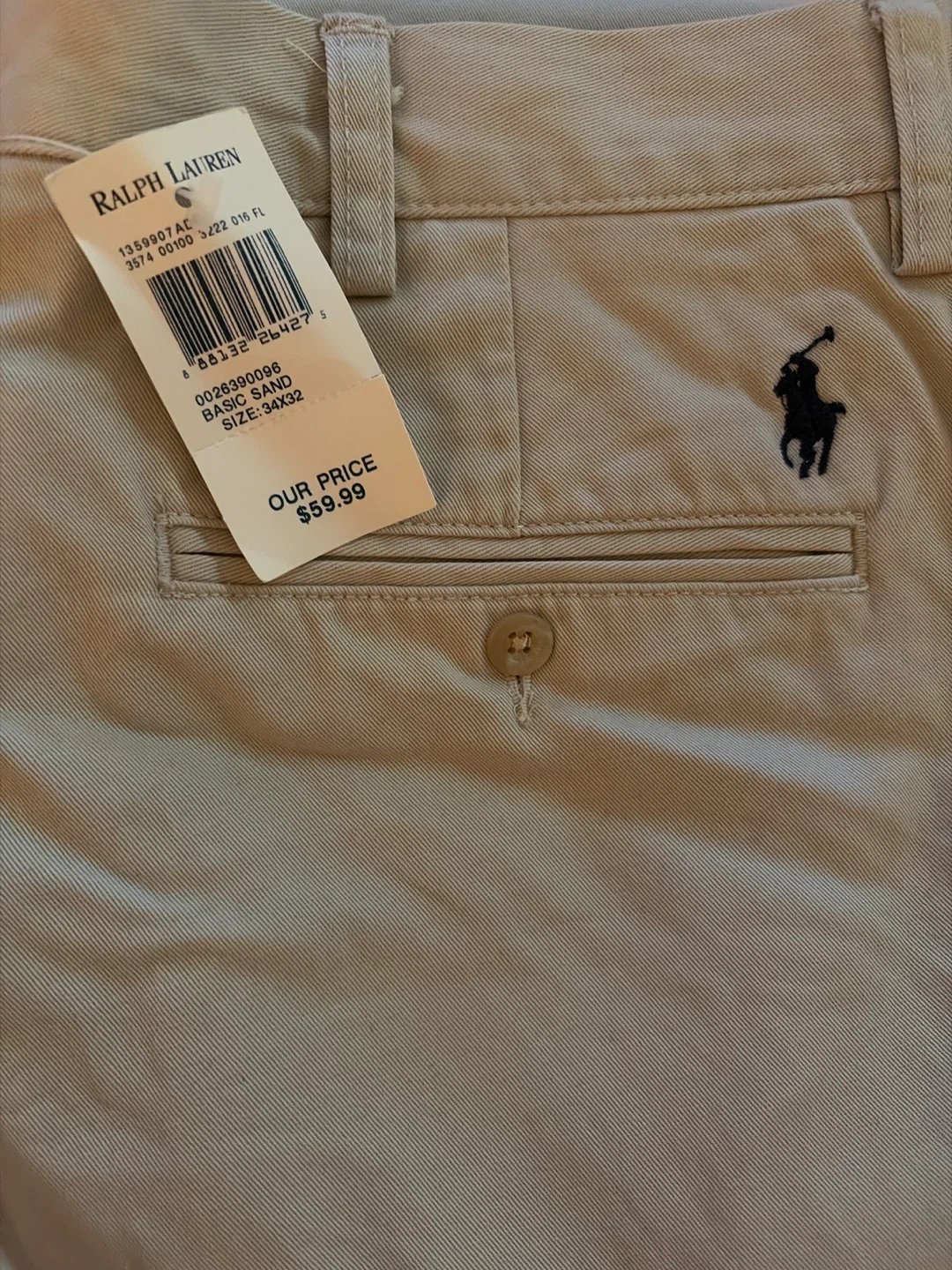 Ralph Lauren Basic Sand Chinos 34 x 32