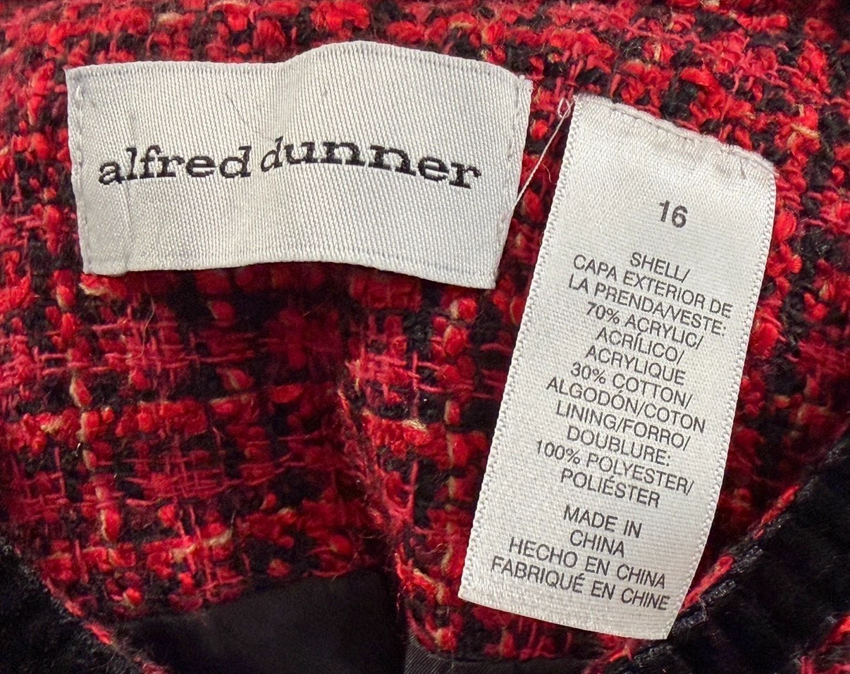 Women’s Alfred Dunner Tweed Red/Black Bouclé Open Front Blazer - photo 4