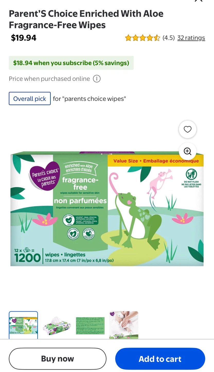 Fragrance Free Wet Wipes with Aloe