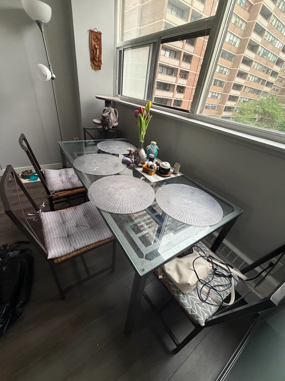 Glass Top Dining Table and Chairs Set