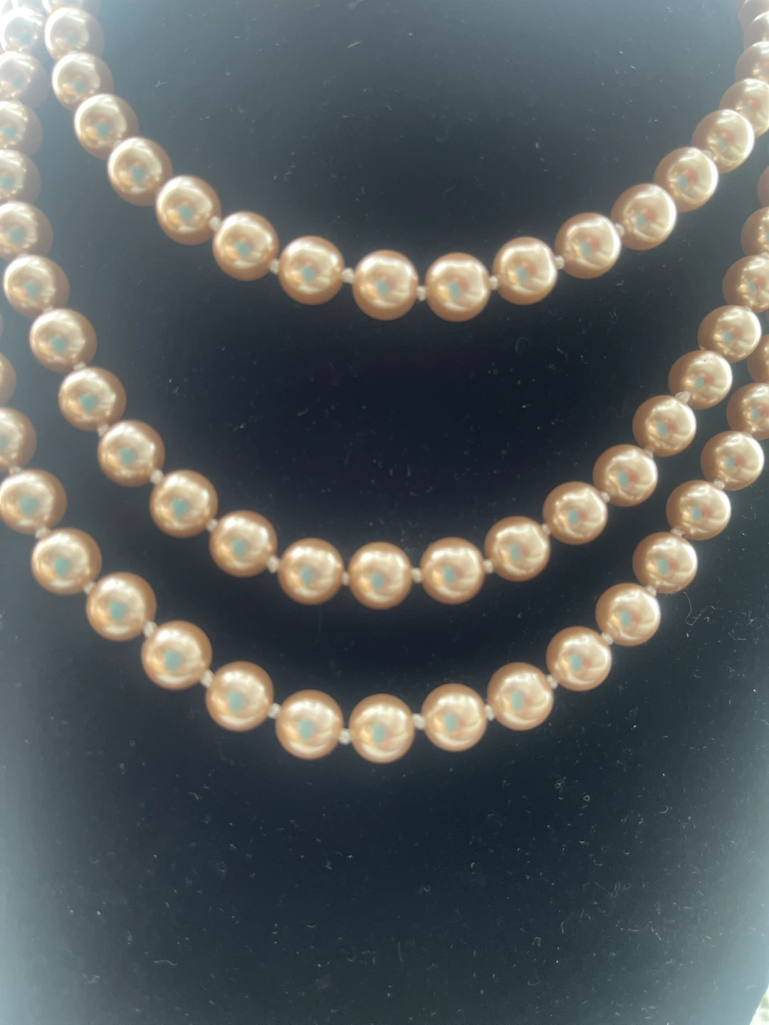 Beige Faux Pearl Necklace - 3 Strands - photo 2
