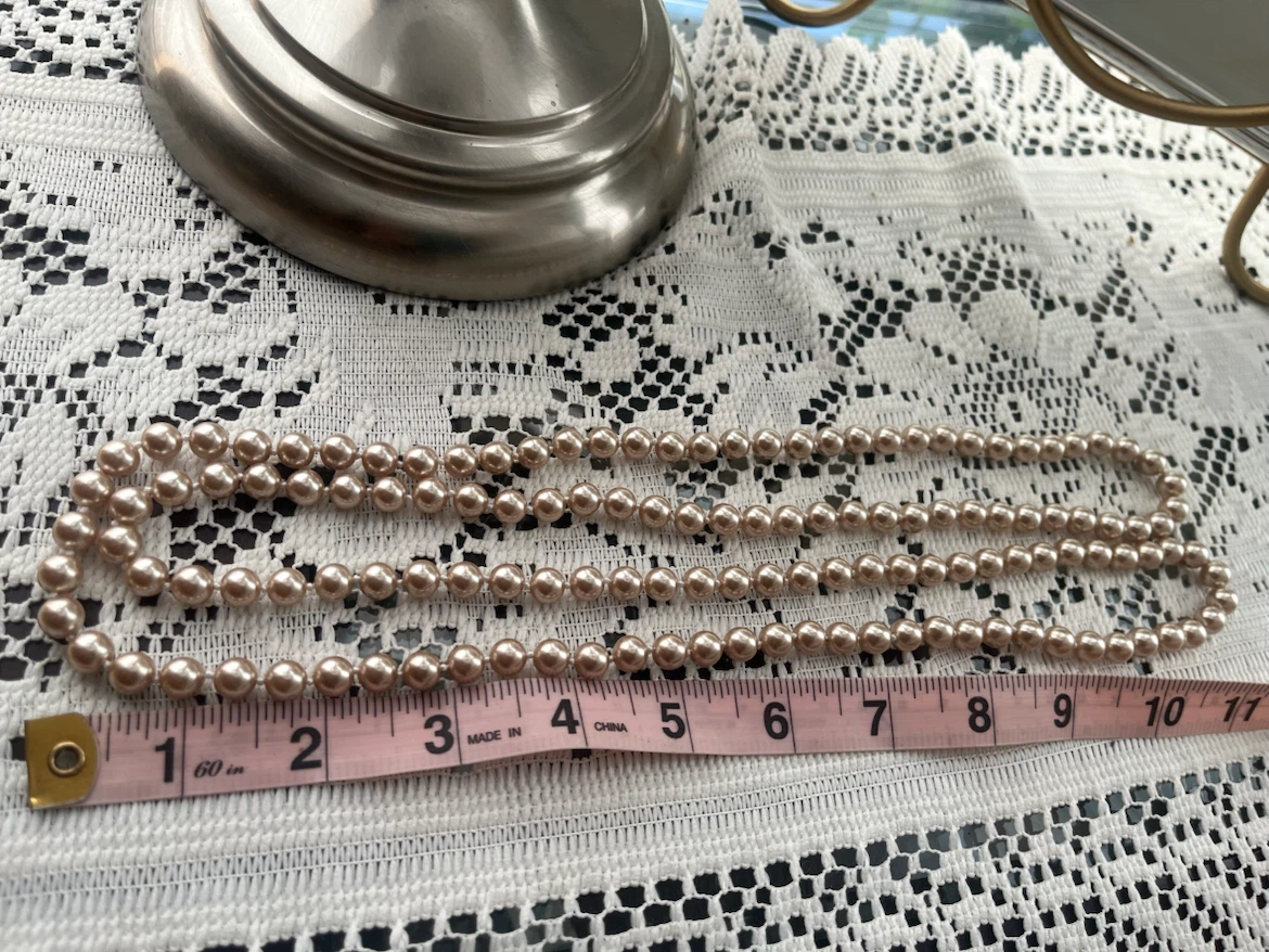 Beige Faux Pearl Necklace - 3 Strands - photo 4