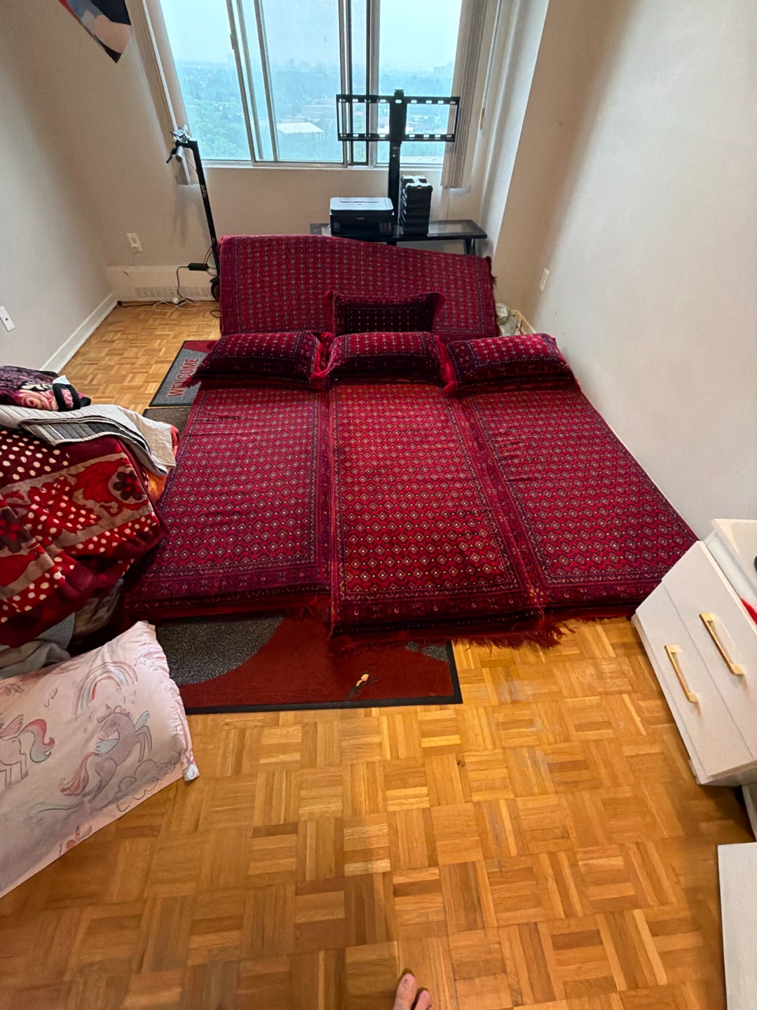 Red Kilim Floor Cushions and Mats Set