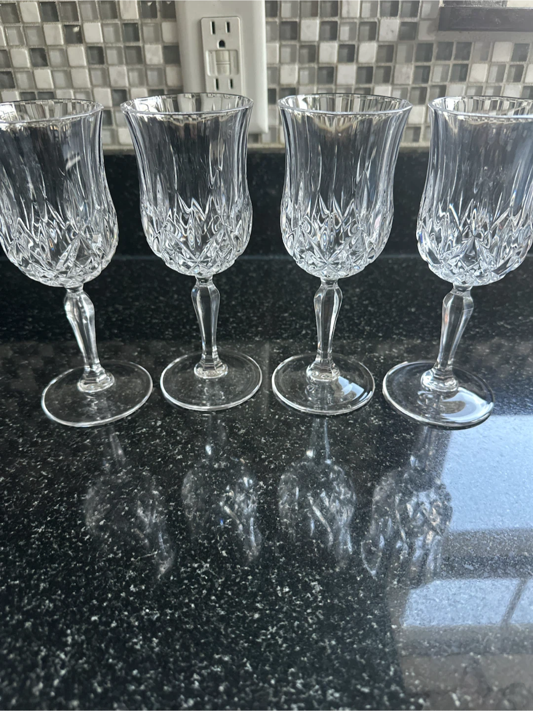 Vintage Crystal Wine Glasses- set of 4