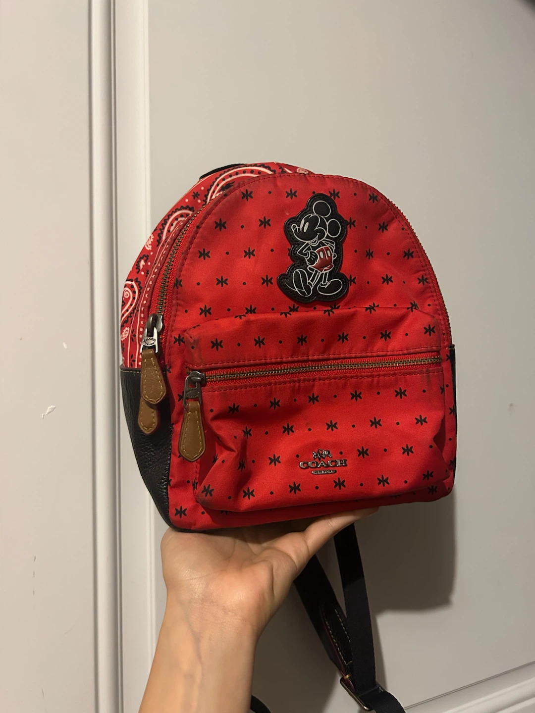 Coach x Disney Mickey Mouse Red Bandana Print Backpack