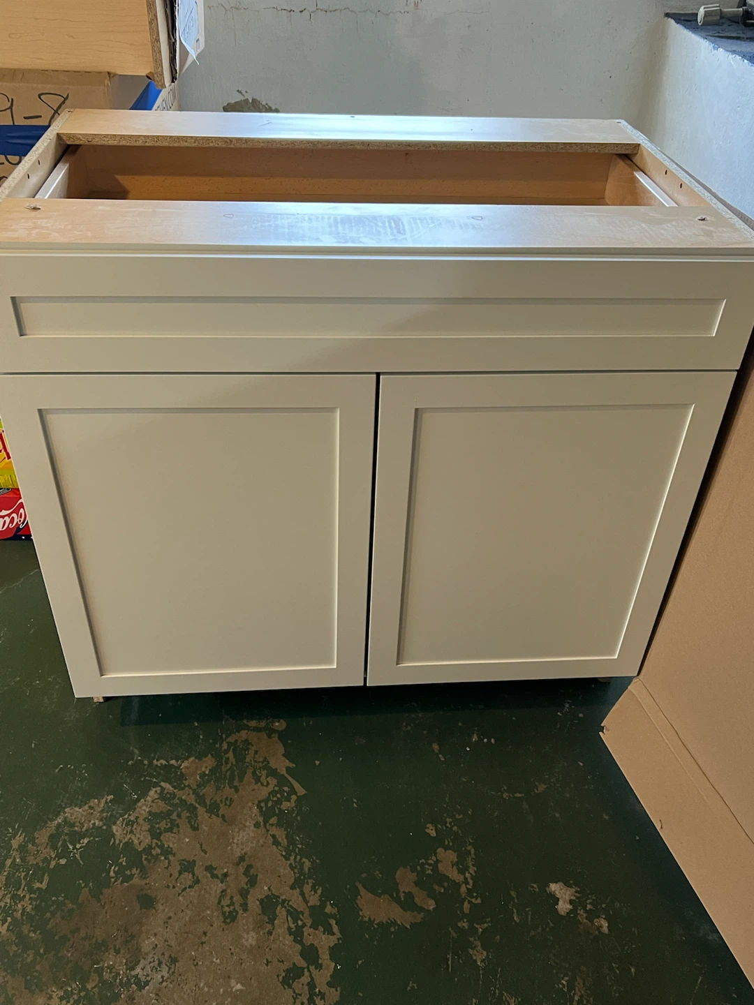 White Cabinet Base with Drawer and Doors
