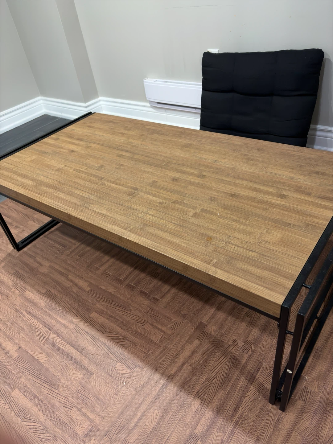 Wooden Coffee Table with Black Metal Frame