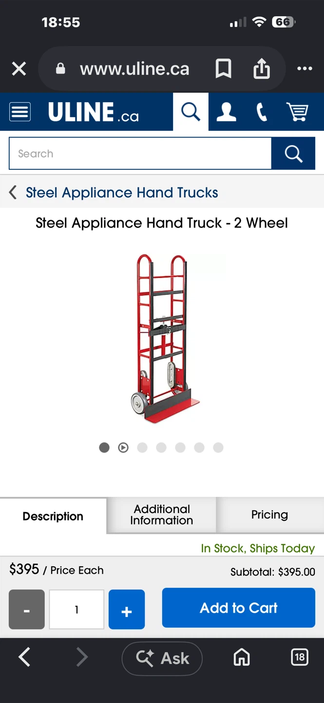 Heavy Duty Steel Appliance Hand Truck - 2 Wheel - photo 5