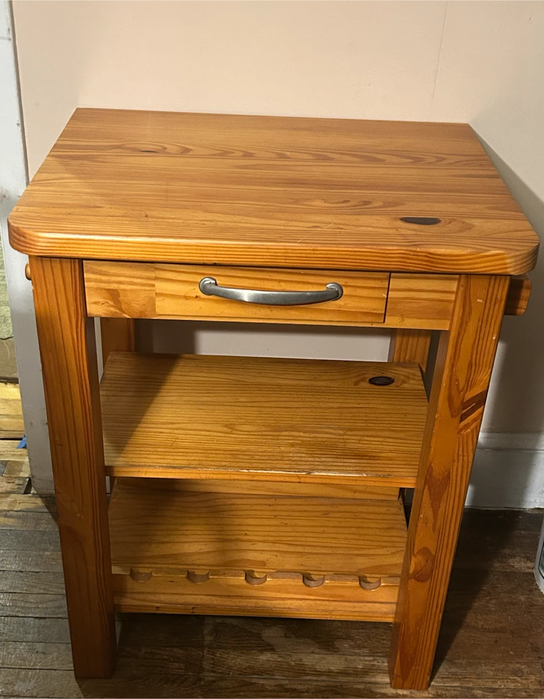 Wooden Kitchen Cart with Drawer and Shelves