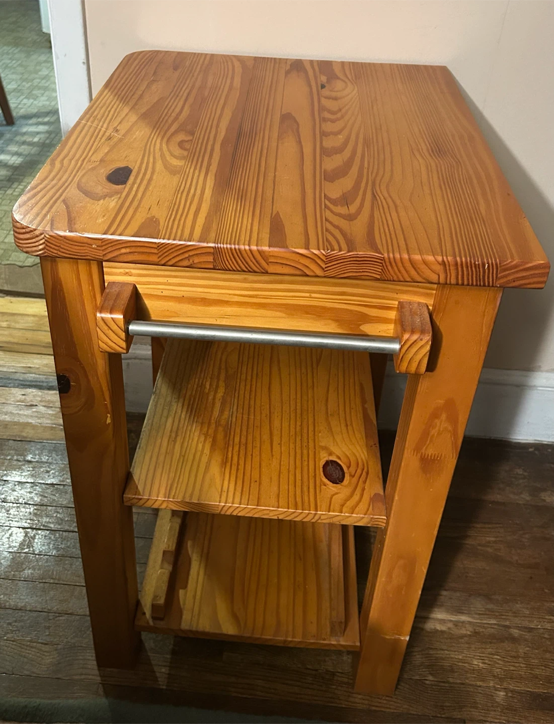 Wooden Kitchen Cart with Drawer and Shelves - photo 2