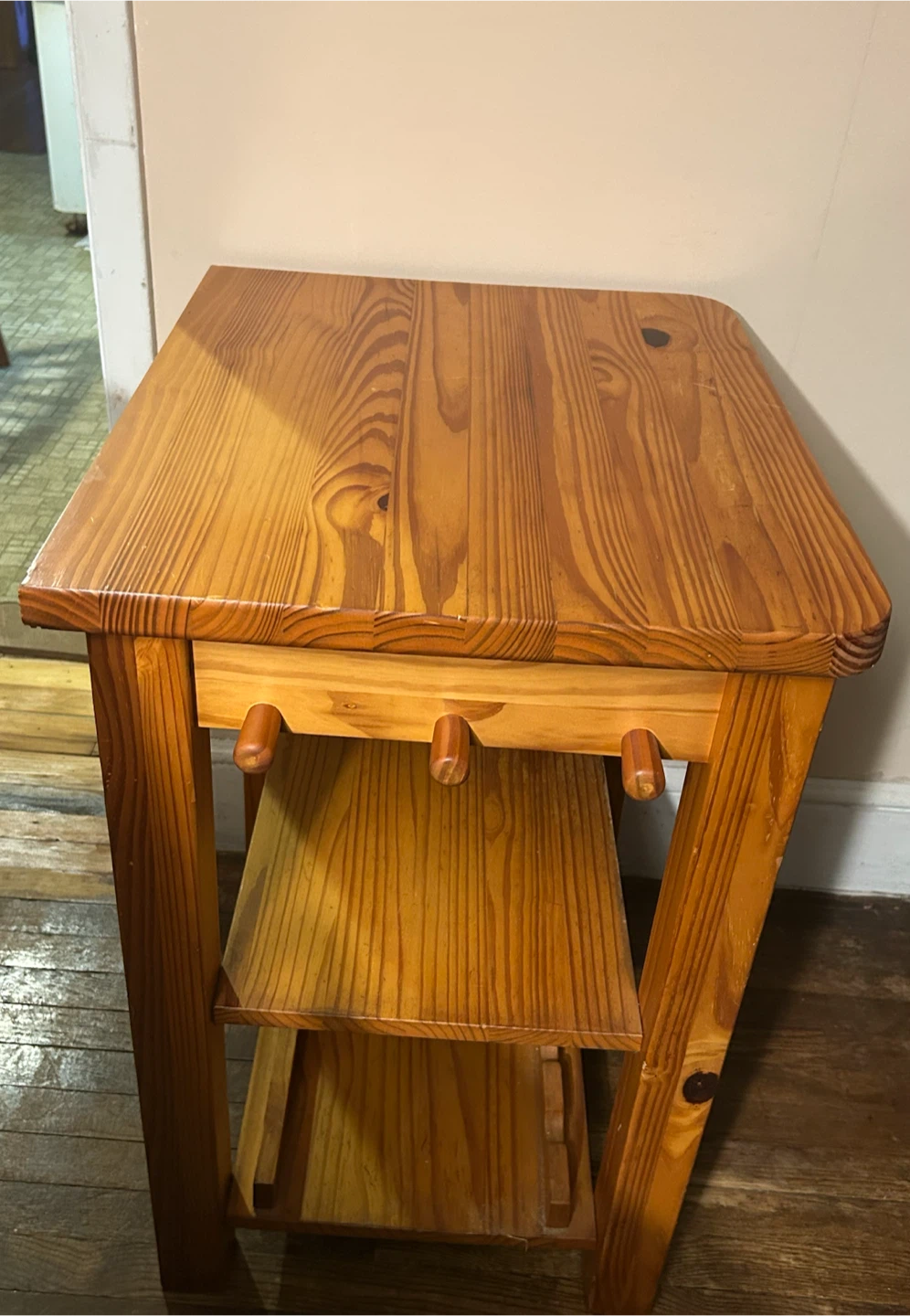 Wooden Kitchen Cart with Drawer and Shelves - photo 3