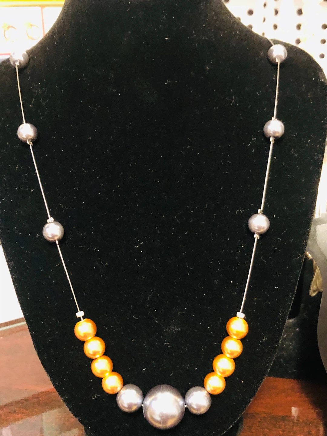 Pearl and Orange Beaded Necklace