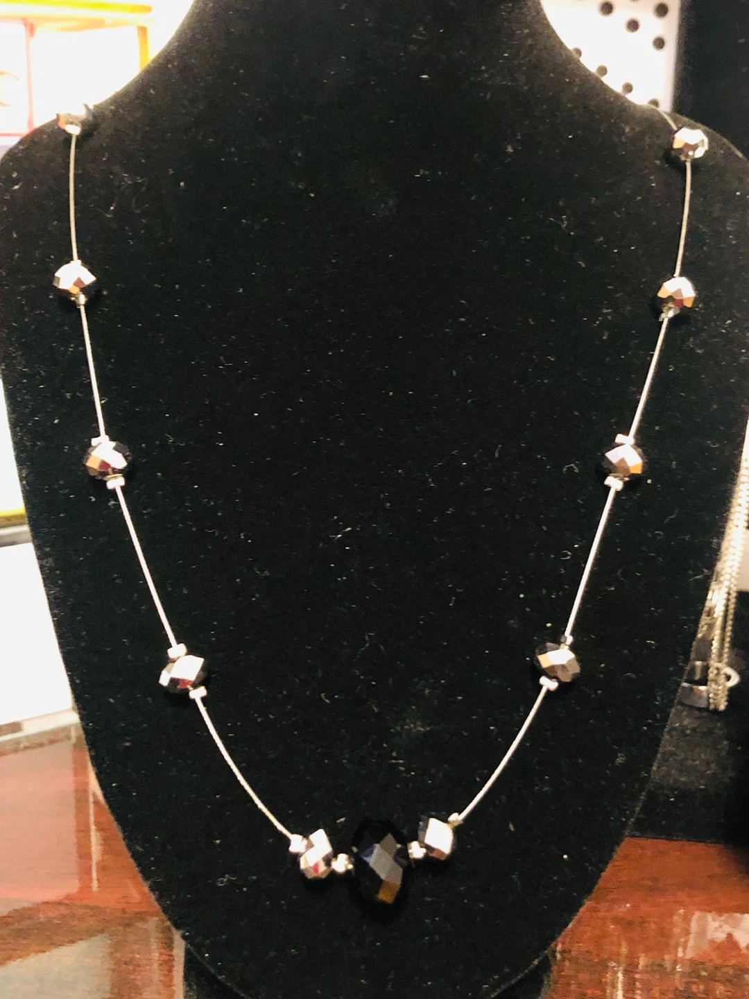 Silver and Black Beaded Necklace