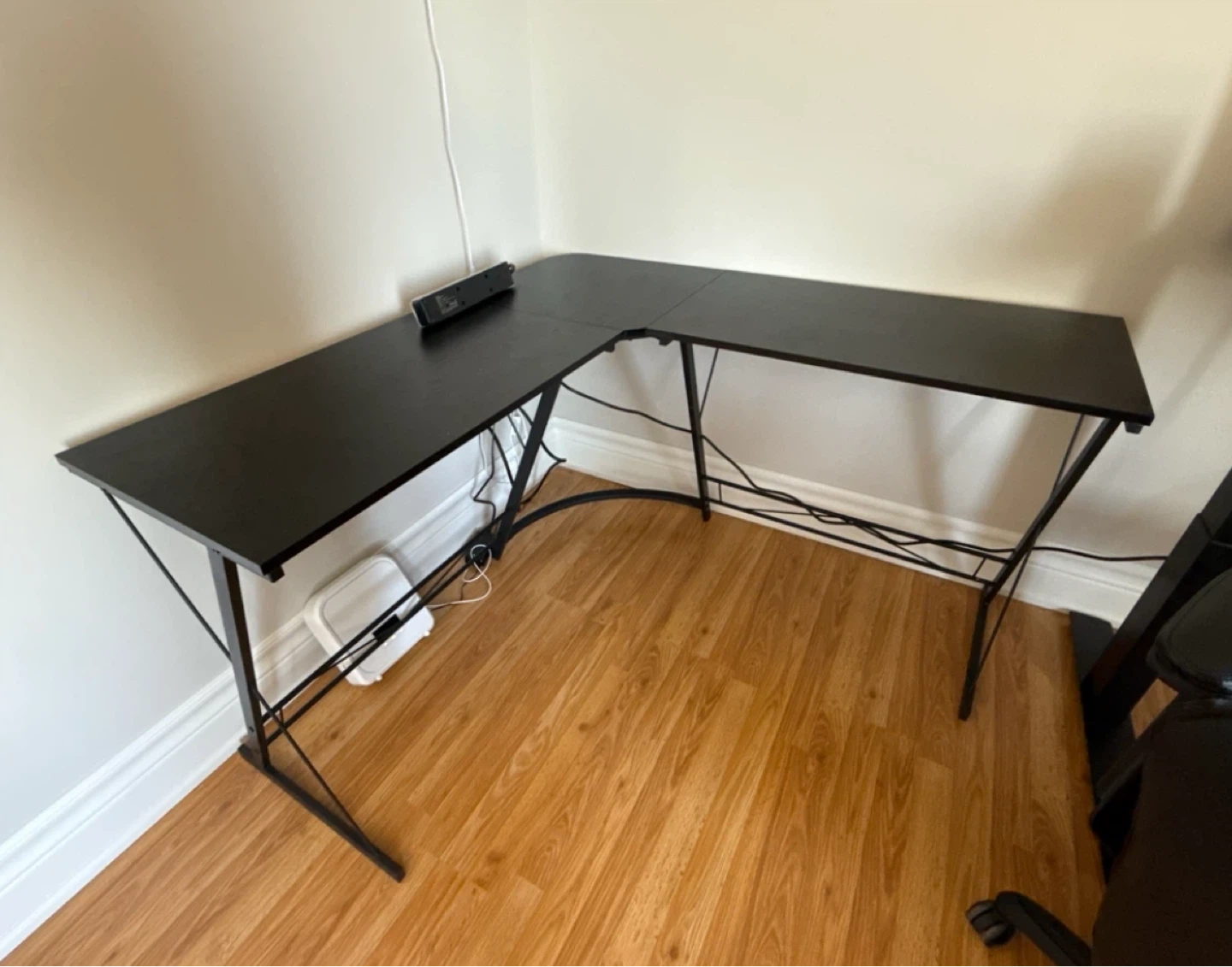 Black L-shaped desk