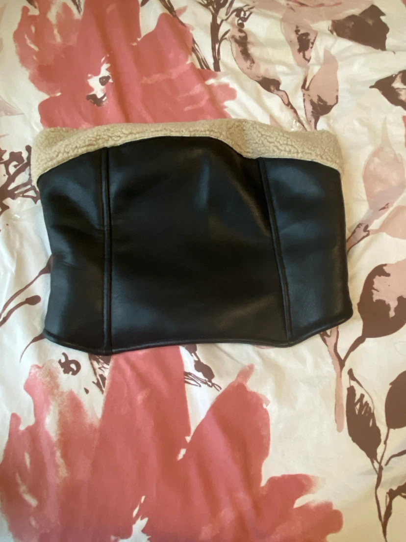 Fashion Nova Black Faux Leather Corset Top