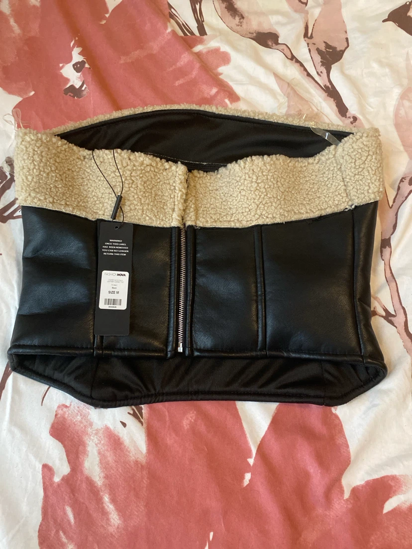 Fashion Nova Black Faux Leather Corset Top - photo 2