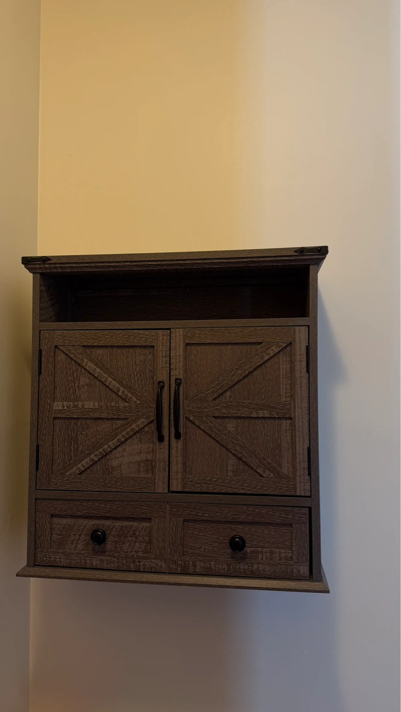Wall Mount Storage Cabinet with Doors and Drawers