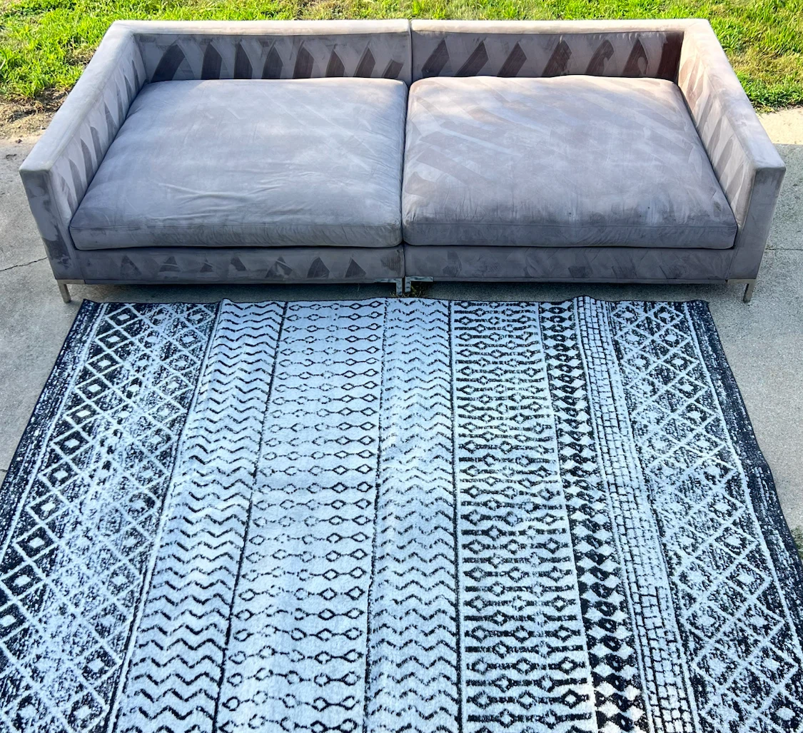 Gray Sofa Couch In Velvet Like Material - photo 3