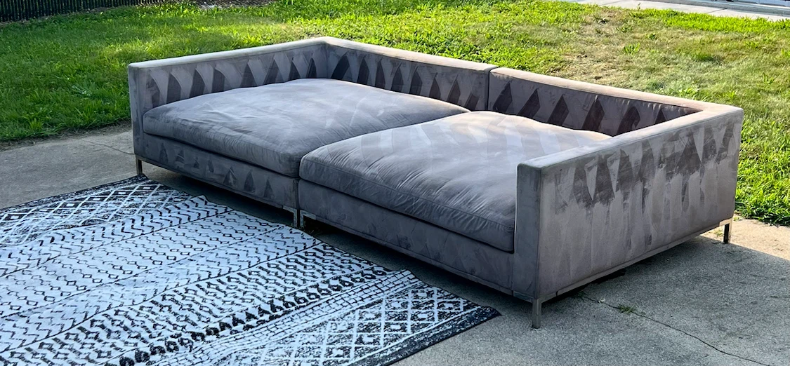 Gray Sofa Couch In Velvet Like Material - photo 5