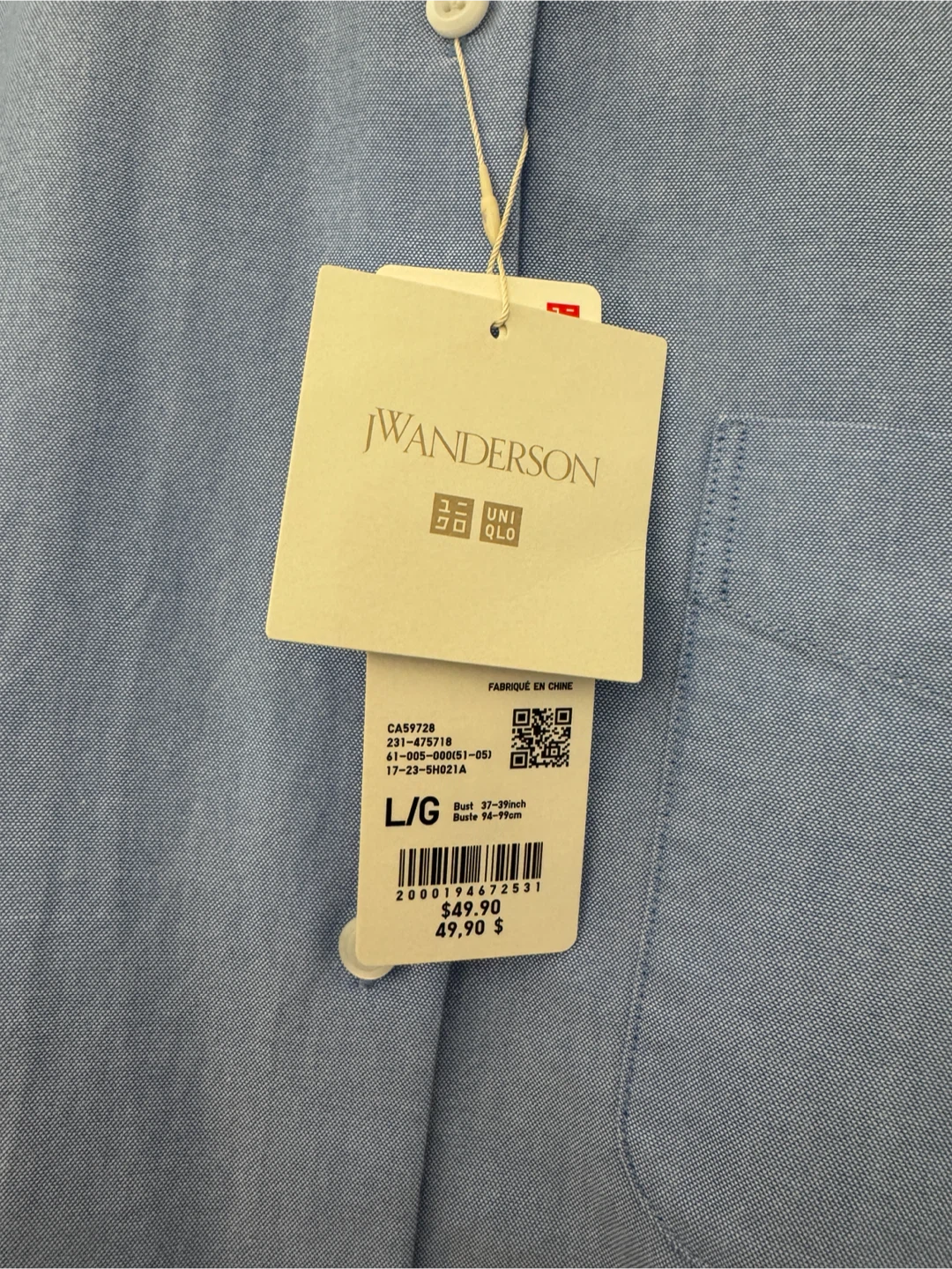 UNIQLO JW Anderson Light Blue Button-Up Shirt - photo 2