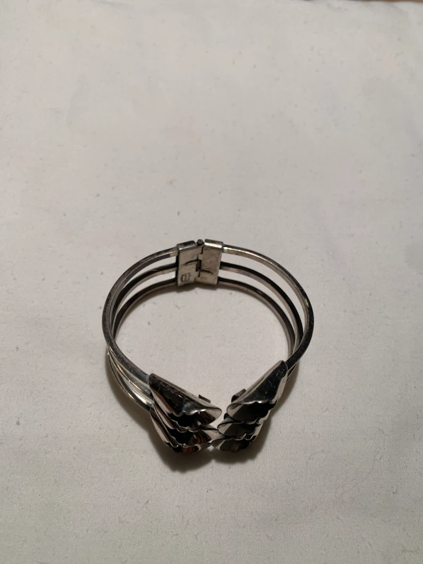 Sterling Silver Cuff Bracelet with Onyx