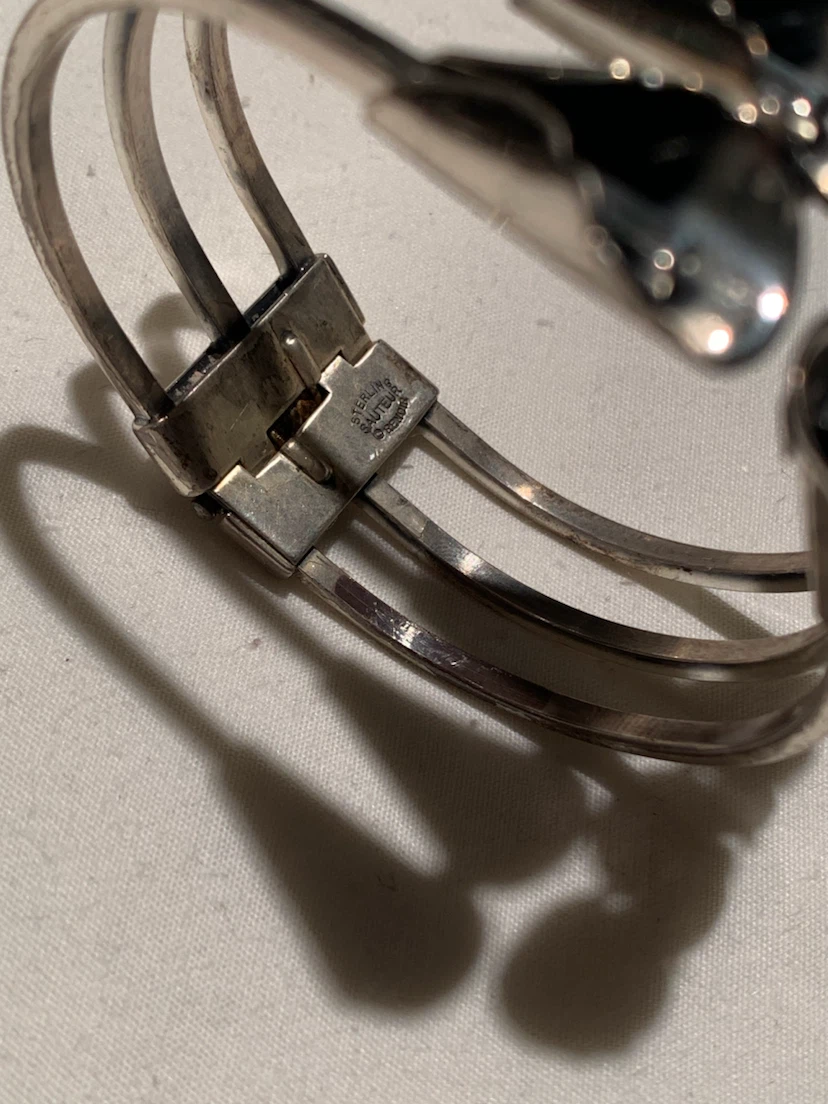 Sterling Silver Cuff Bracelet with Onyx - photo 2