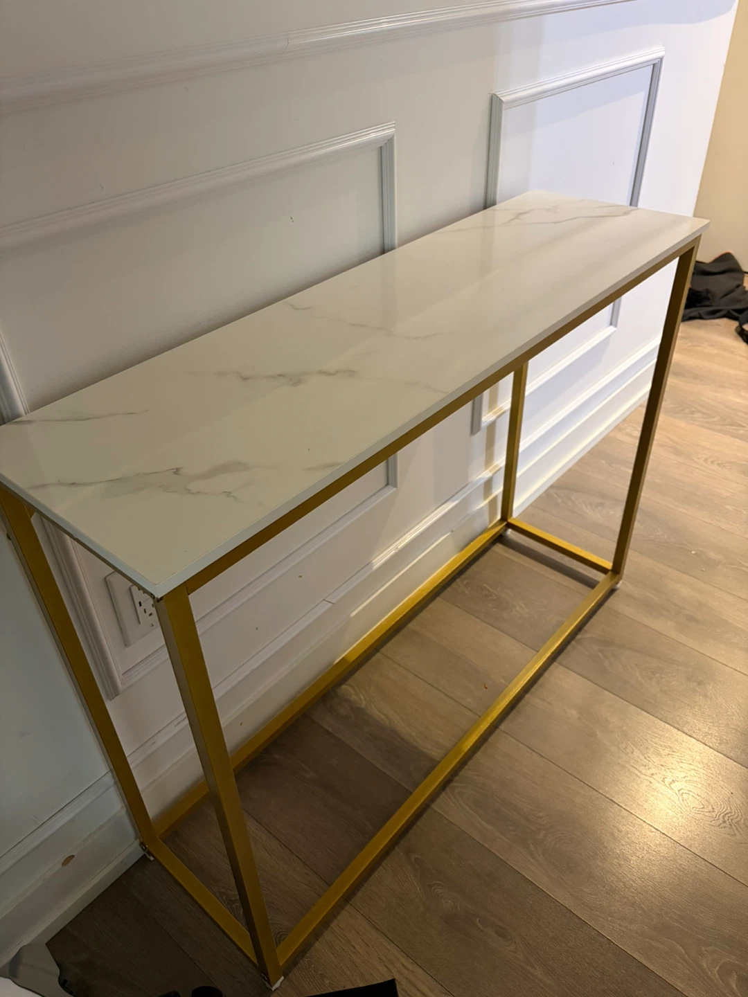 Marble Top Console Table with Gold Frame