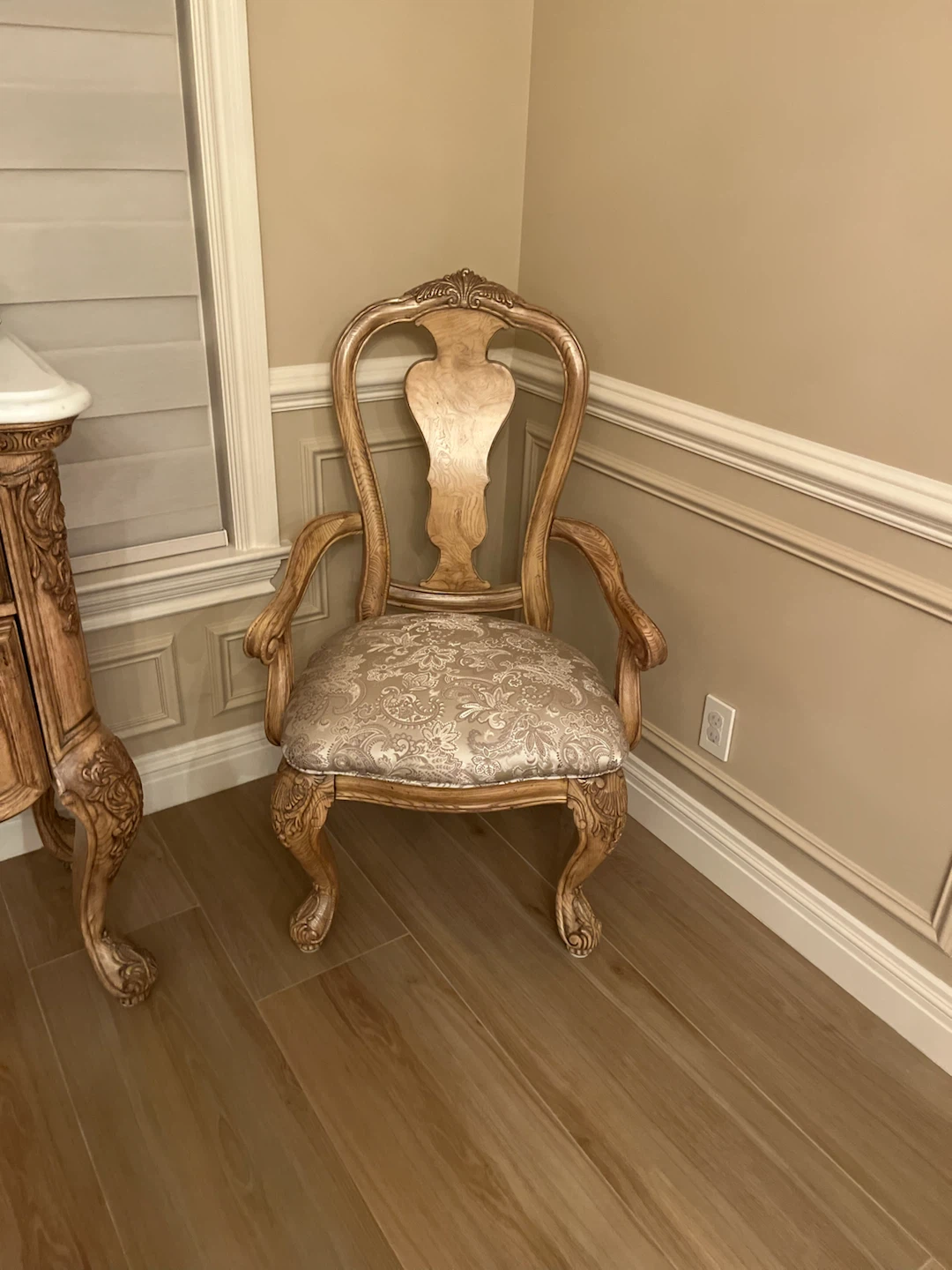 Ornate Wood Dining Table with Chairs