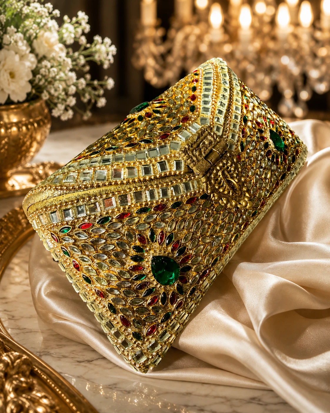 Embellished Clutch Bag with Chain - photo 2