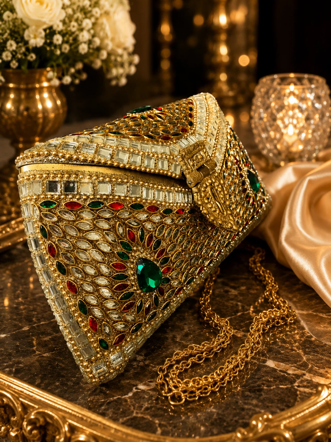 Embellished Clutch Bag with Chain - photo 5