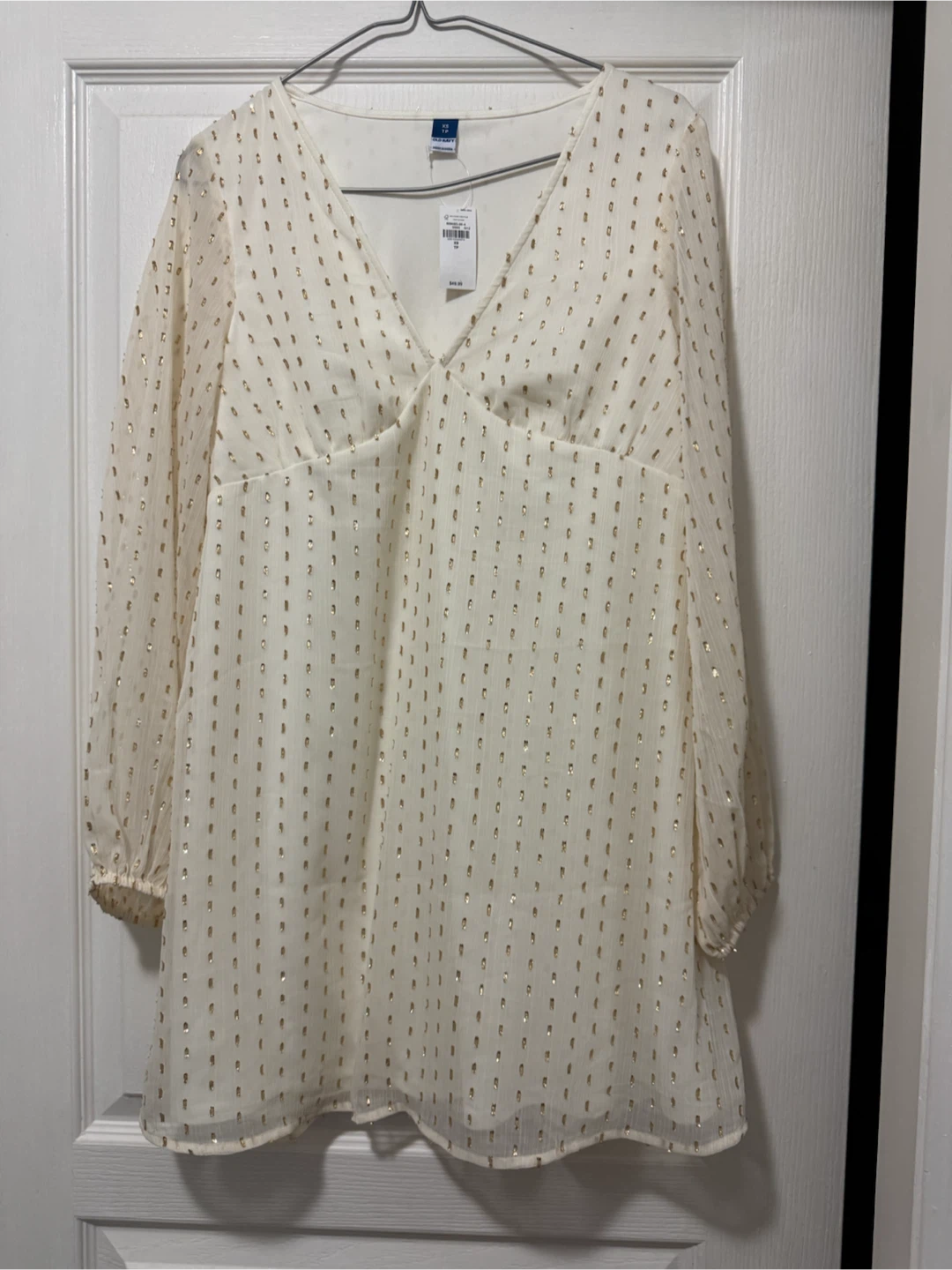 Old Navy Cream & Gold Dot Mini Dress Size XS $15
