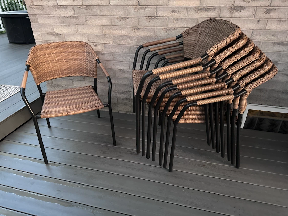 Set of 8 Wicker Patio Chairs - photo 2