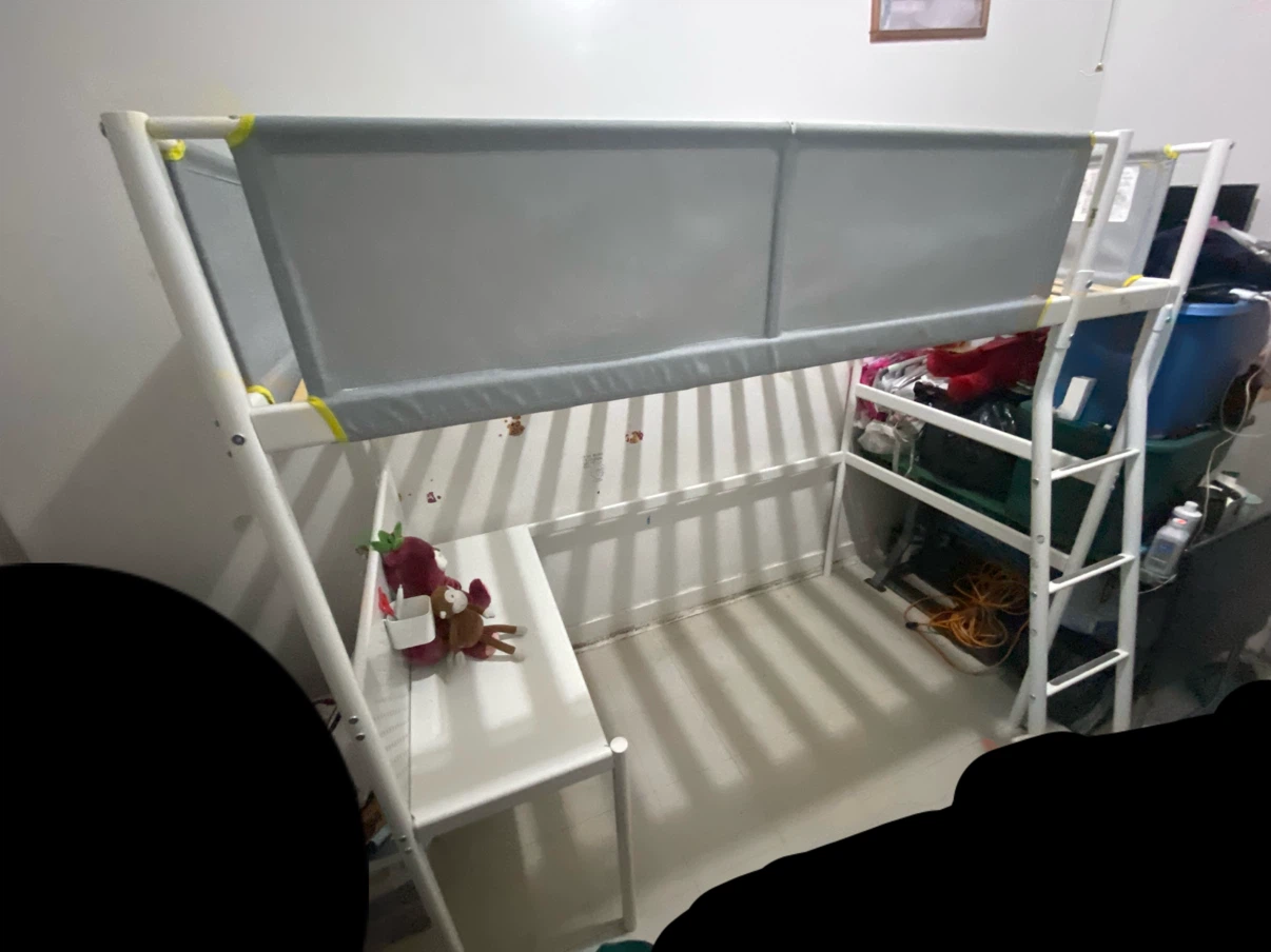 White Loft Bed with Desk and Guard Rails - photo 2